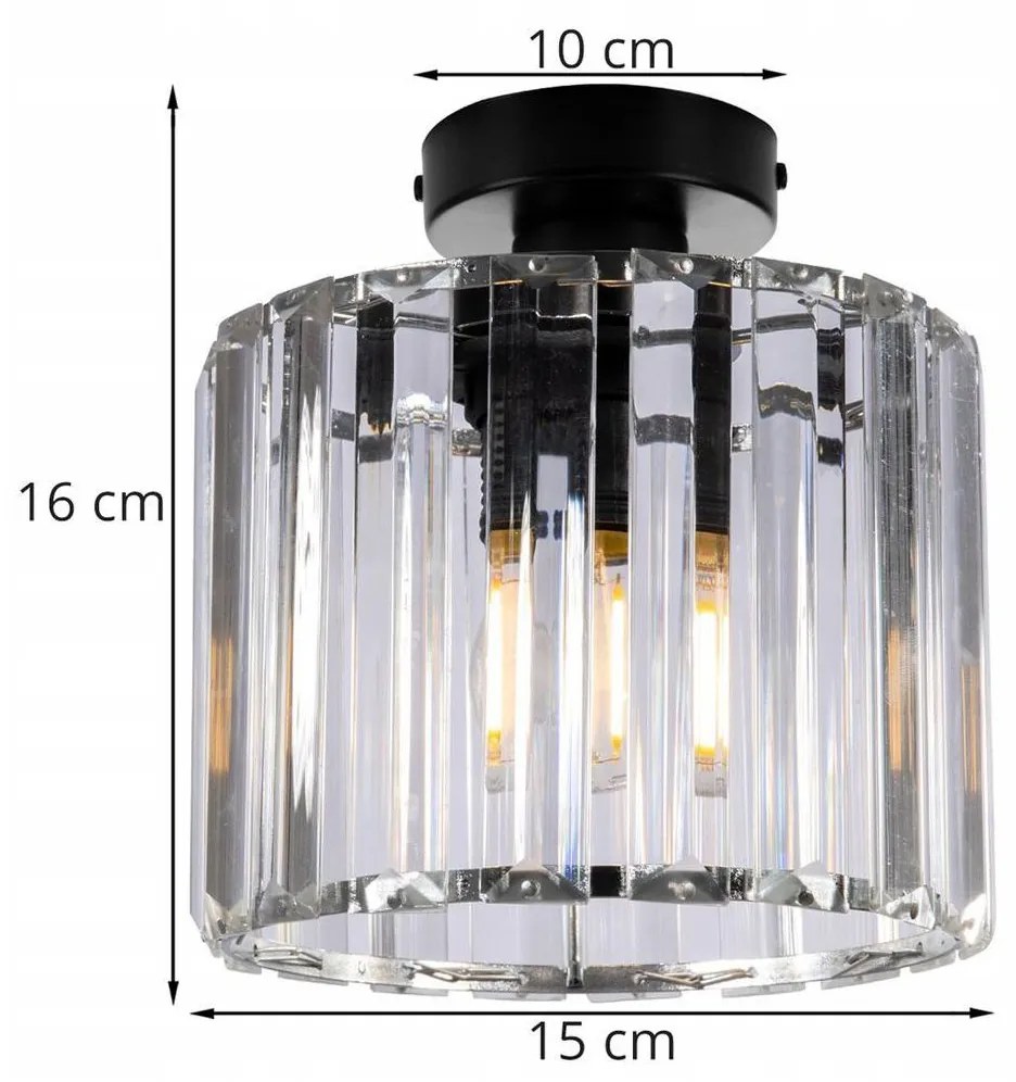 Stropné svietidlo Holdi 2, 1x priehľadné krištáľové tienidlo, ch