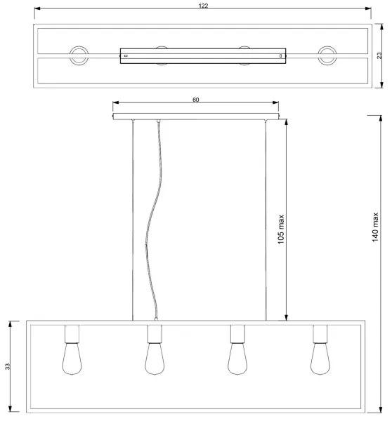 Luster na lanku FRAME 4xE27/60W/230V čierna