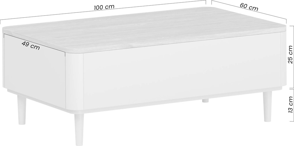 Kávový stolík Amilio 100 cm so zásuvkami na nožičkách - kasmír / olejovaný dub