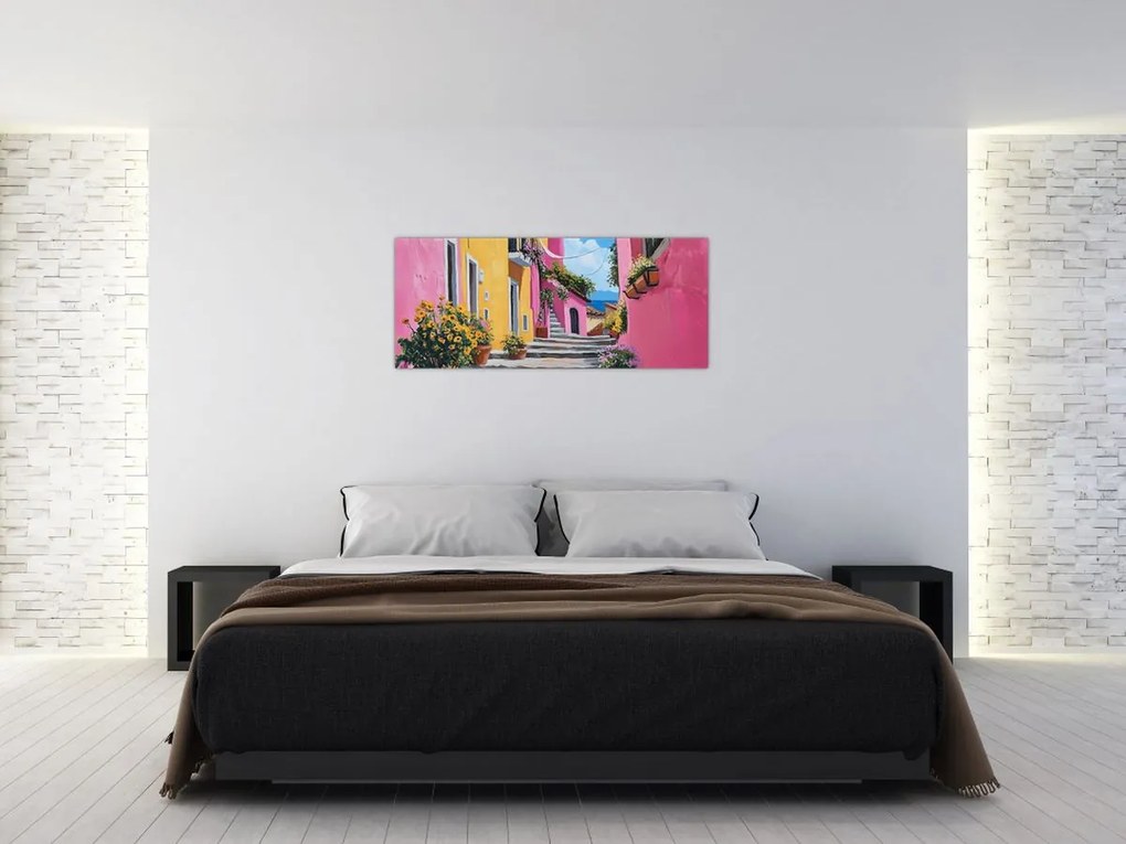Obraz - Ružová ulička (120x50 cm)