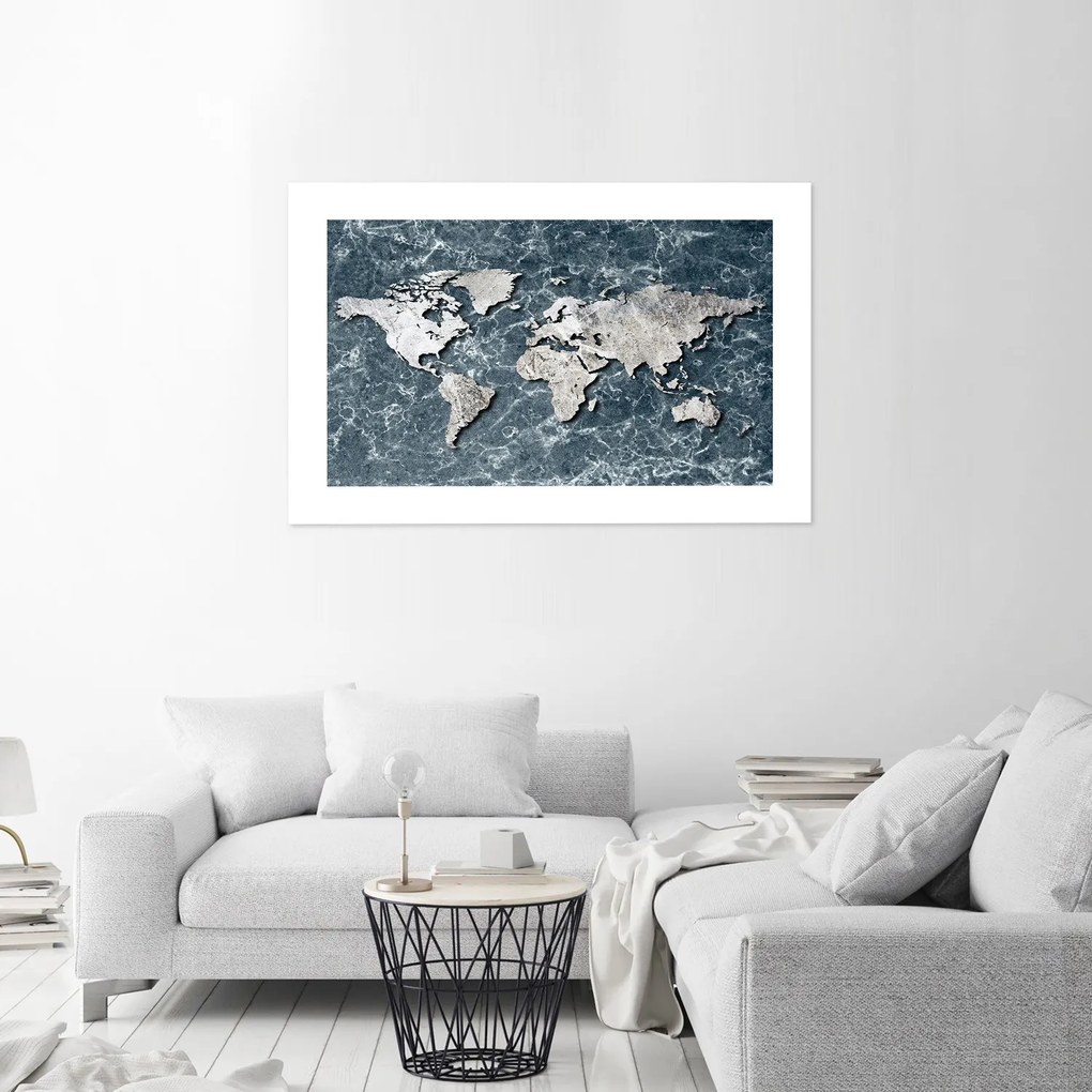 Gario Plagát Mapa sveta na mramore Farba rámu: Bez rámu, Rozmery: 30 x 20 cm