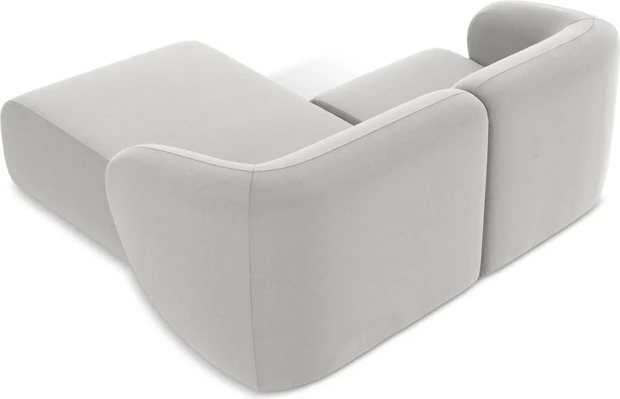 Svetlosivá zamatová rohová pohovka (pravý roh/s leňoškou) Lani – Makamii