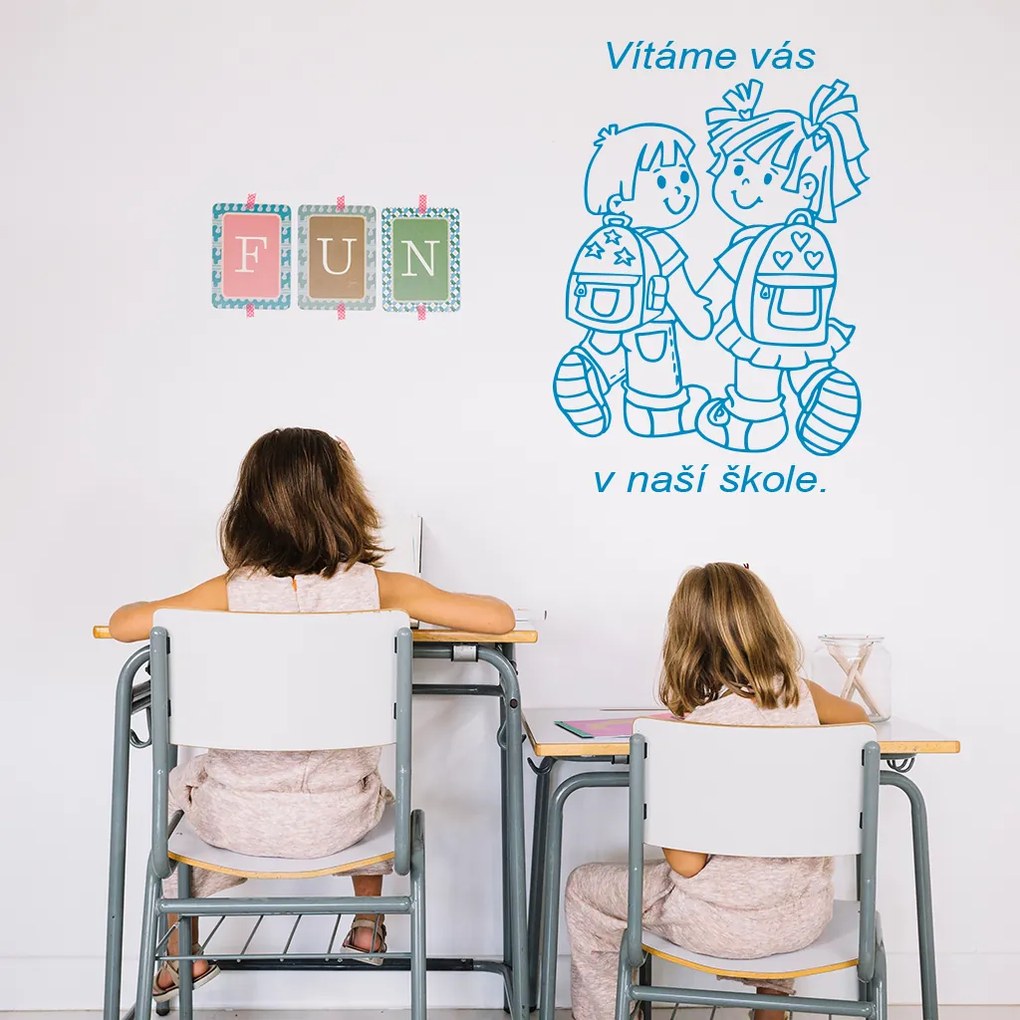 Veselá Stena Samolepka na stenu na stenu Vítame Vás v našej škole Farba: čierna