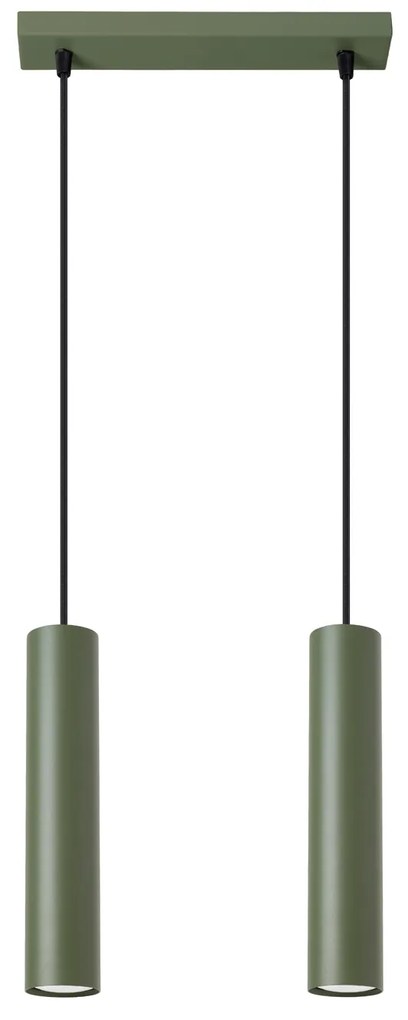 Závesné svietidlo Lagos, 2x olivové kovové tienidlo