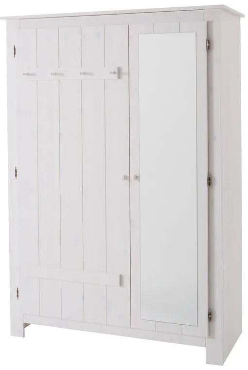 Biela šatníková skriňa z borovicového dreva so zrkadlom 120x170 cm Bertram – Støraa