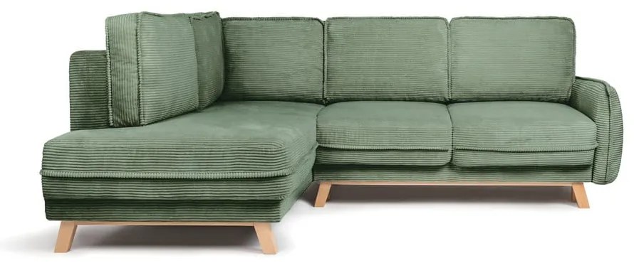 Svetlozelená menčestrová rozkladacia rohová pohovka (ľavý roh) Tori – Bonami Selection