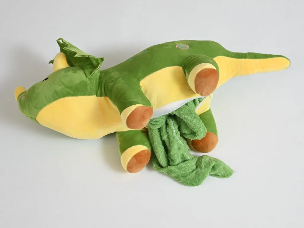 Plyšový DINOSAURUS s detskou dekou vo vnútri, zelený