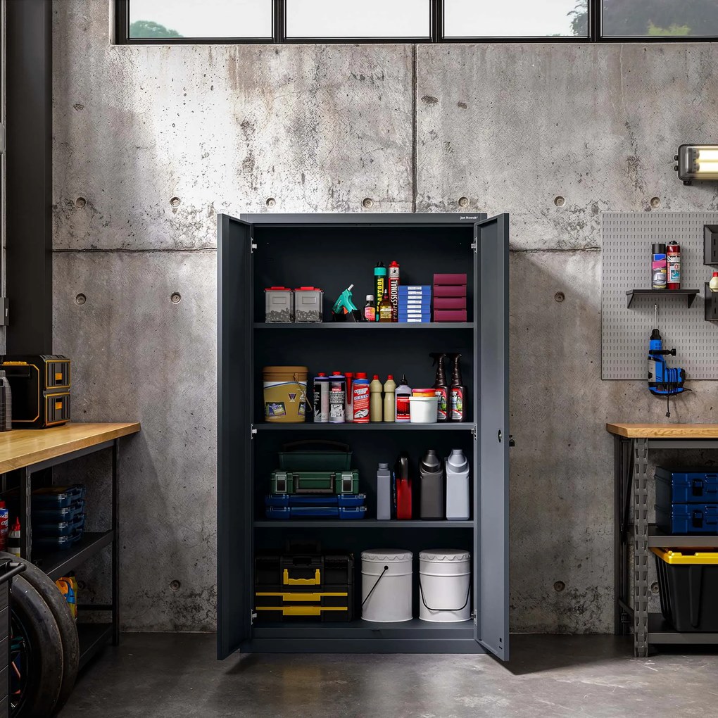 Kovová modulárna multifunkčná skriňa na podstavci antracitová MEGAN 1600 x 900 x 400 mm