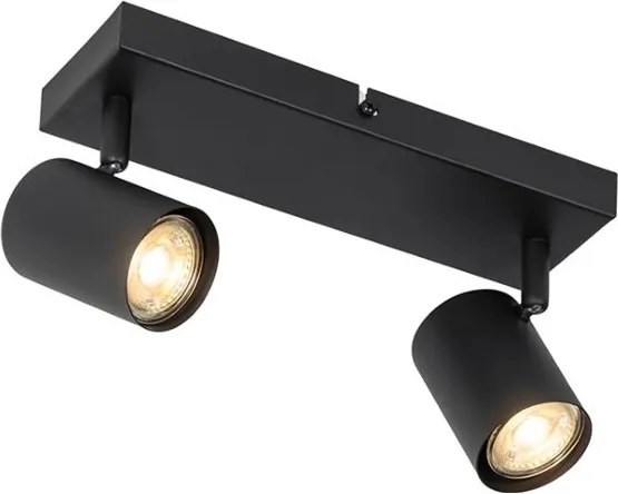 Moderné stropné svietidlo čierne 2-svetlá nastaviteľné obdĺžnikové - Jeana