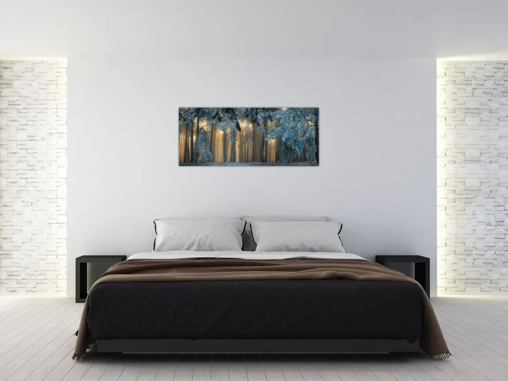 Obraz zasneženého lesa (120x50 cm)
