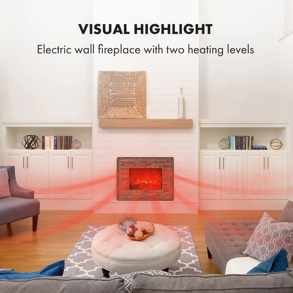 Klarstein Alpbach Snow, elektrický krb, 1800 W, 2 úrovne ohrevu, 65 cm, kamenný vzhľad