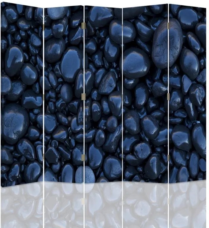 CARO Paraván - Black Stones | päťdielny | jednostranný 180x150 cm