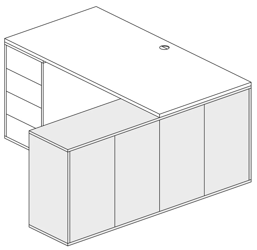 PLAN Skrinka nízka s dvierkami BLOCK Wood