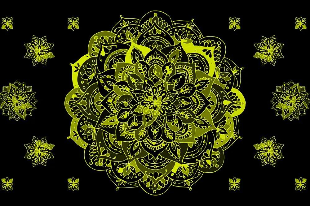 Samolepiaca tapeta zaujímavá Mandala s nádychom do žlta