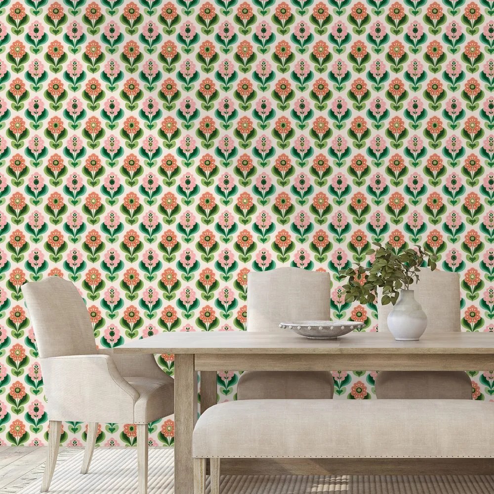 Samolepiaca tapeta retro kvetinový vzor v pastelových tónoch