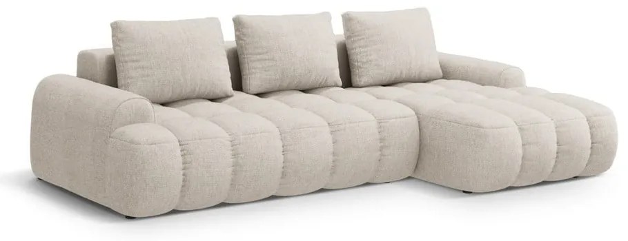 Béžová rozkladacia/s úložným priestorom rohová pohovka (pravý roh/s leňoškou) Linz – Cosmopolitan Design