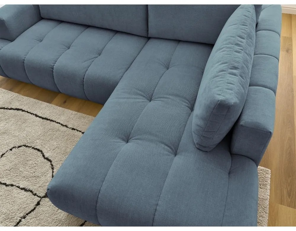 Modrá rozkladacia/s úložným priestorom rohová pohovka (pravý roh/do L) Fuji – Bobochic Paris