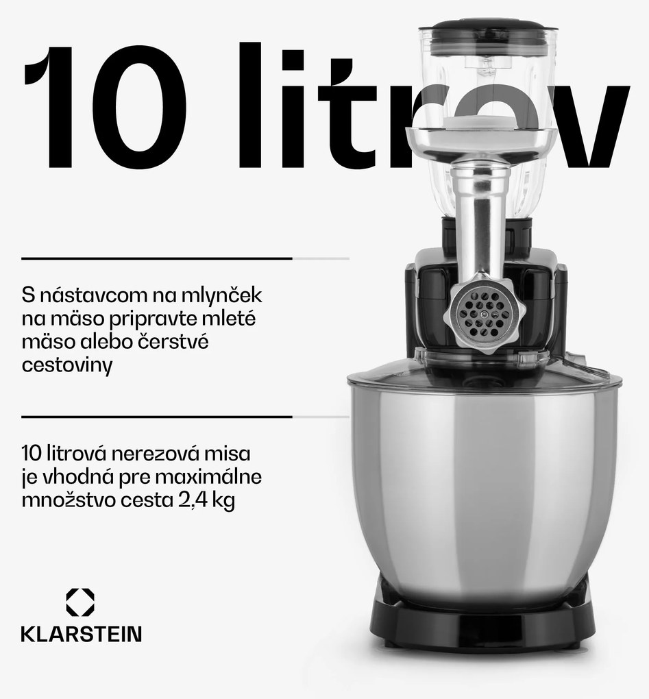 Klarstein Renata Rossa, kuchynský robot 3 v 1, 2000 W/2,7 PS, 10 l, nehrdzavejúca oceľ, bez BPA