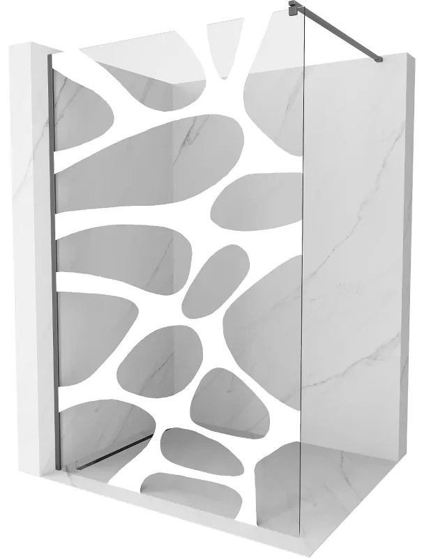 Mexen Kioto, sprchová zástena Walk-In 70 x 200 cm, 8mm číre sklo biely vzor, grafitový profil, 800-070-101-95-97