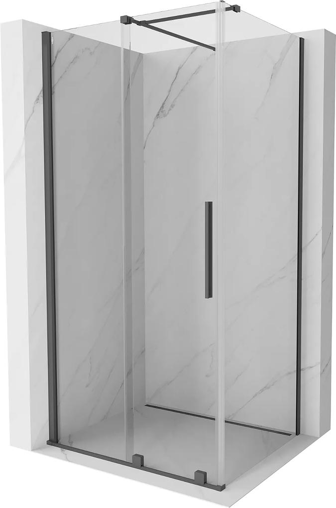 Mexen Velar, sprchový kút s posuvnými dverami 130(dvere) x 85(stena) cm, 8mm číre sklo, grafitová matná, 871-130-085-01-66