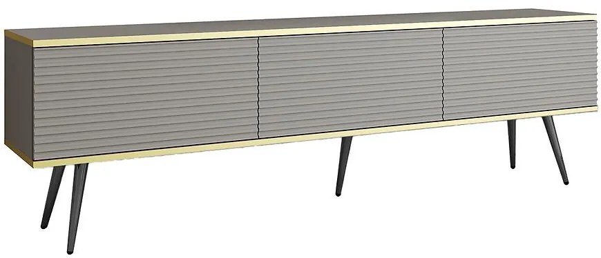 TV stolík Oro Mdf Drážkovanie 175 Sivá+ Čierne nohy