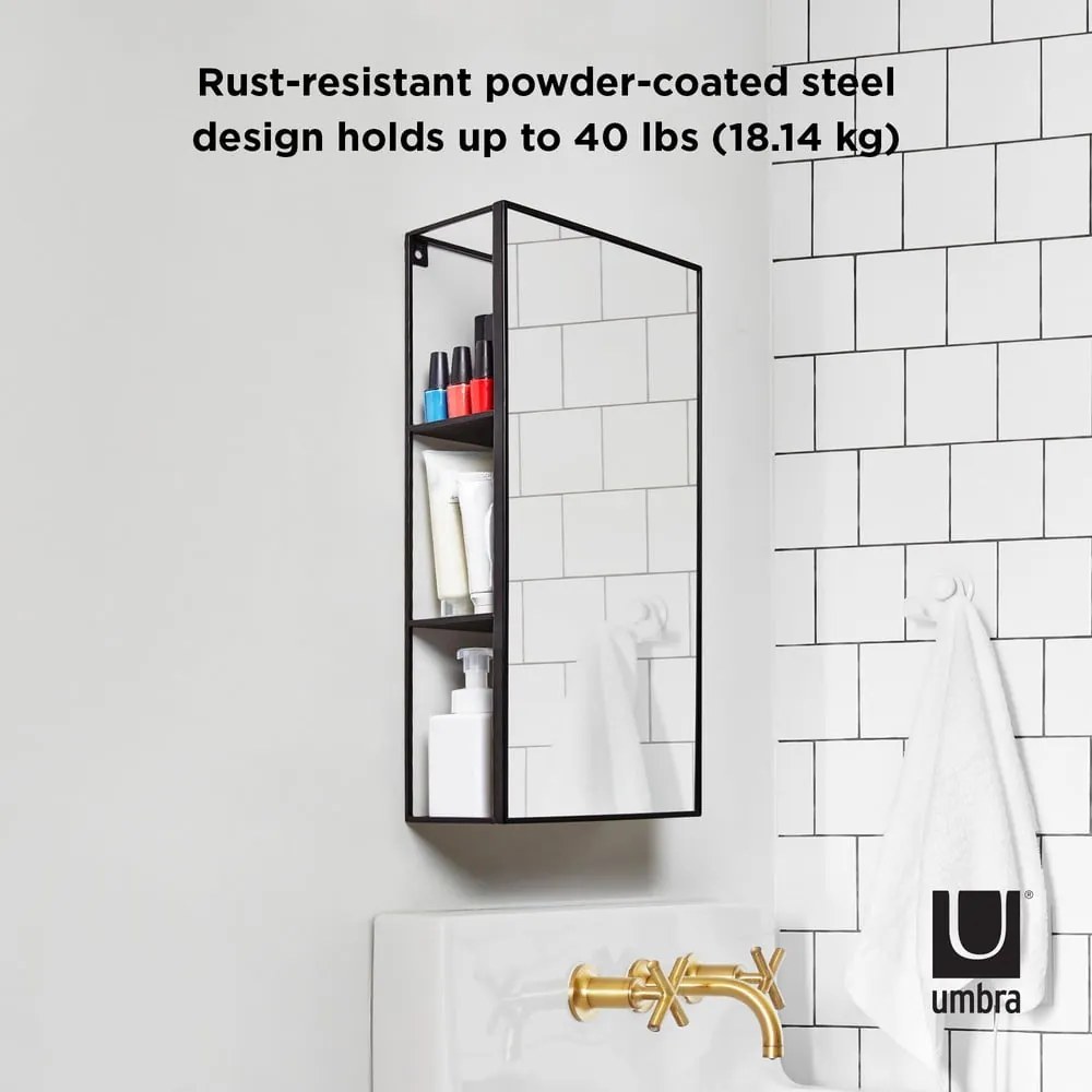 Nástenné zrkadlo s poličkou 30x62 cm Cubiko - Umbra