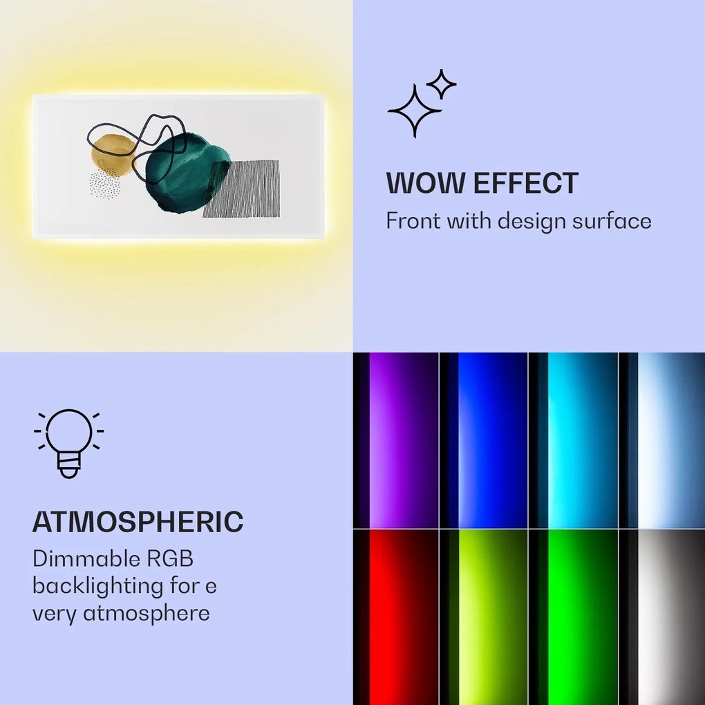 Klarstein Mojave 1000 smart, infračervený ohrievač 2 v 1, konvektor, 120 x 60 cm, 1000 W, RGB osvetlenie