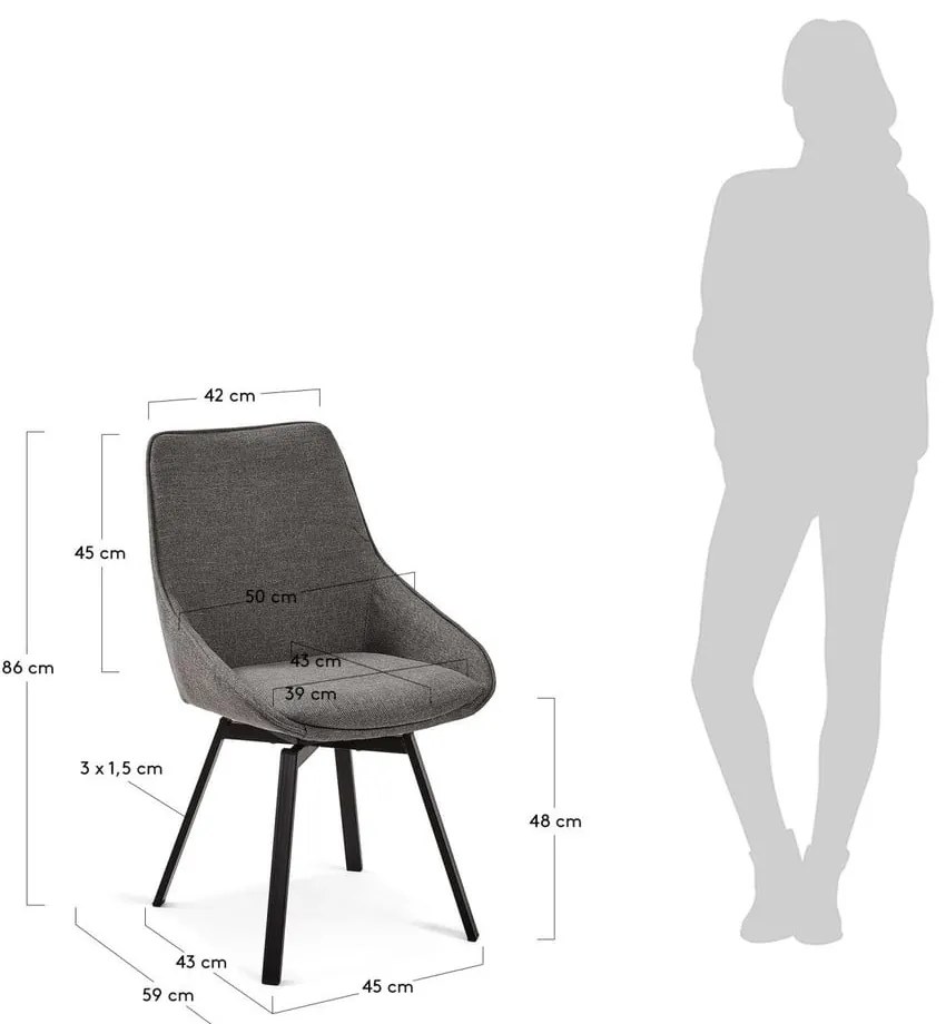 Tmavosivá jedálenská stolička Jenna – Kave Home