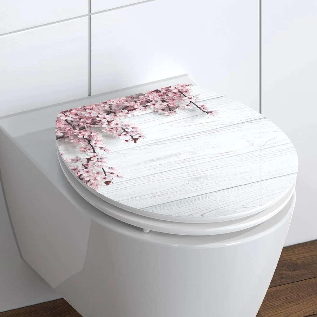 Eisl Sanitär WC sedadlo MDF Soft Close Flowers and Wood High Gloss 80549
