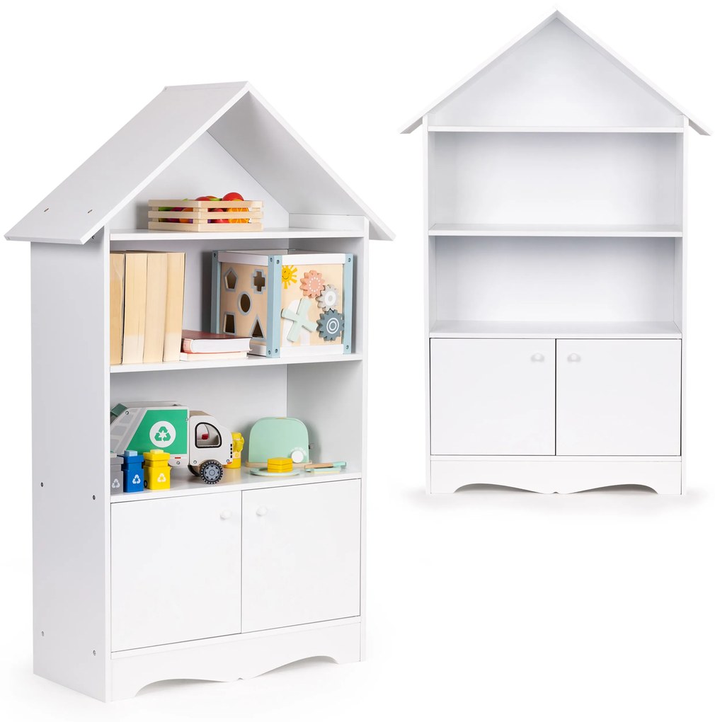 Polička, skrinka domček na hračky, biely Ecotoys