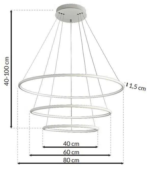 Závesné LED svietidlo Orion, 3x LED 99w, 3000k, w