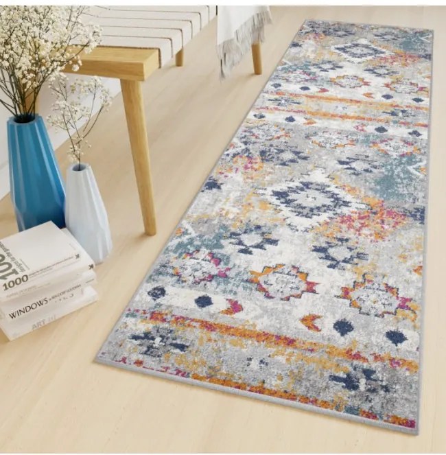 Behúň LAZUR G003A biely / tmavomodrý - Výpredaj