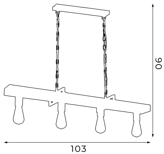 Luster na reťazi HARD 4xE27/60W/230V