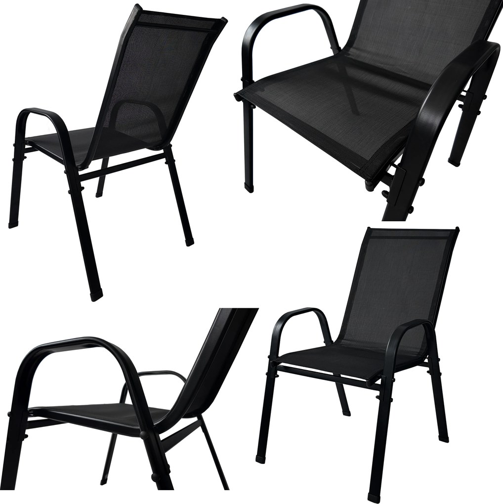 TRENDIE Záhradné stoličky sada 4ks čierne