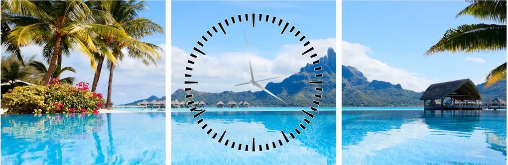 Obraz - Bora-Bora, Francúzska Polynézia (s hodinami) (90x30 cm)