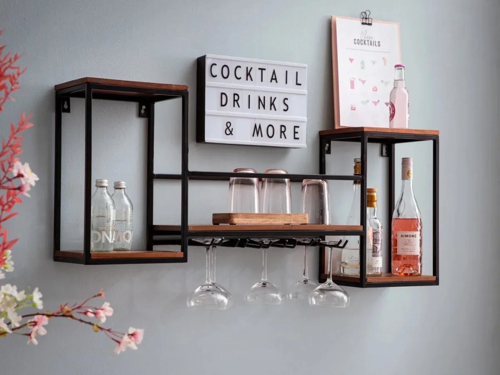 furniture-nabytek.cz - Masívna závesná polica Aro z kovu a dreva, lakovaná, hnedá – 100×20×41 cm