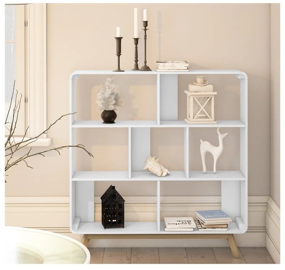 Biela knižnica 122x126 cm Caitlin – Støraa