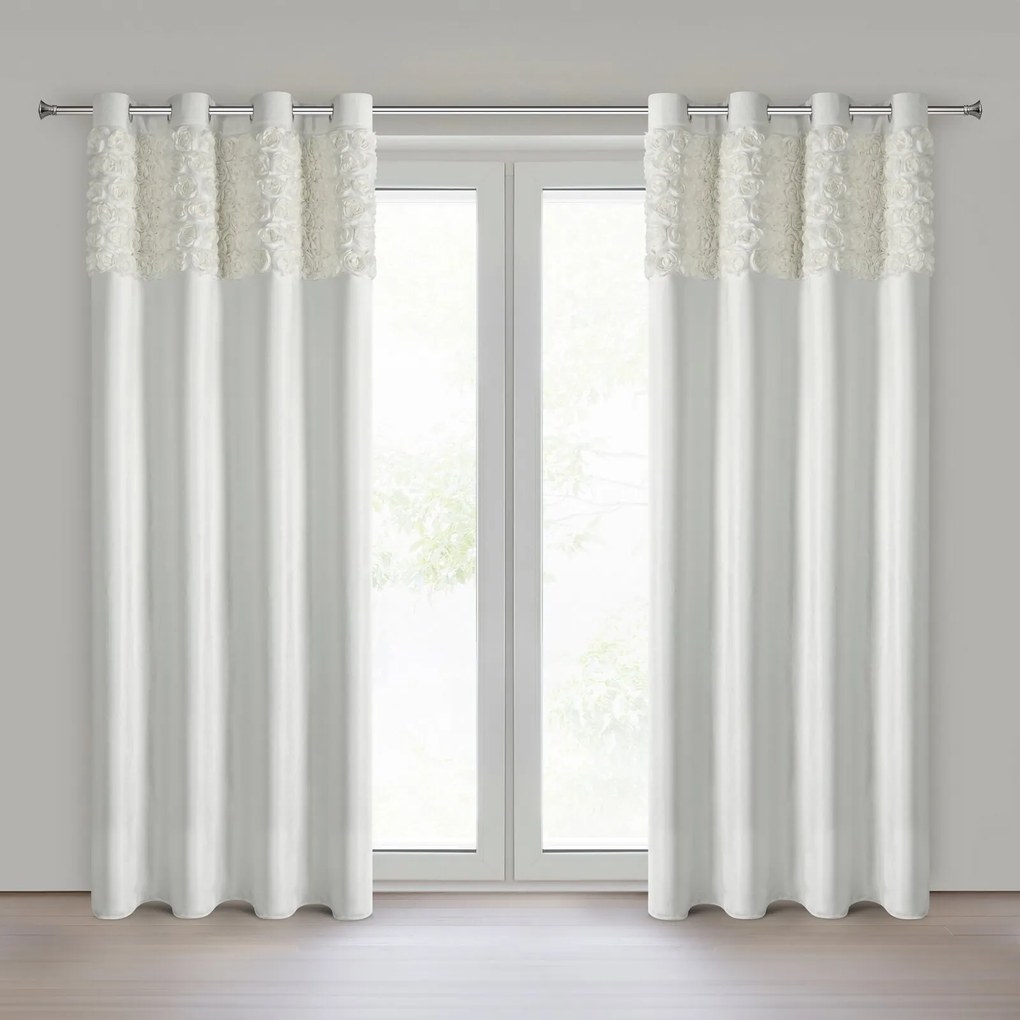 ZATEMŇOVACÍ ZÁVES NA KRÚŽKOCH EVA MINGE ROSES13 140X250 CM KRÉMOVÁ