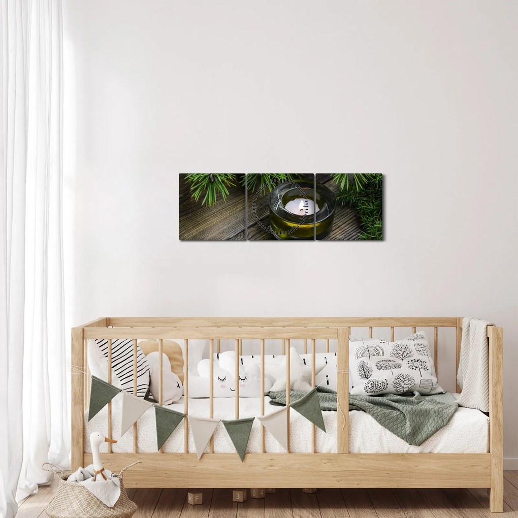Obraz - vianočná sviečka (s hodinami) (90x30 cm)