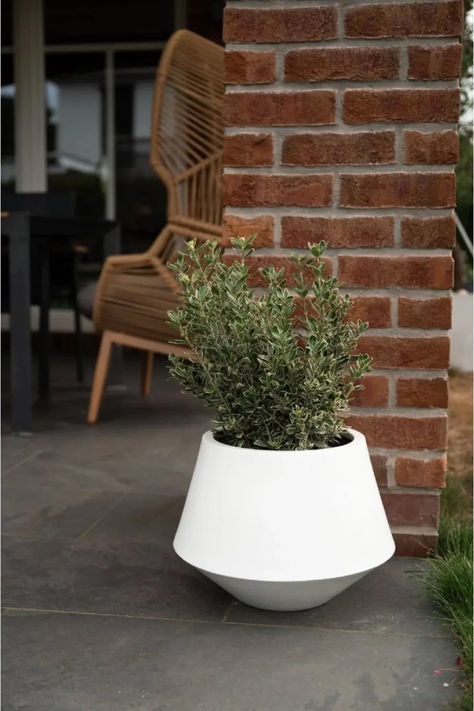 Okrúhly kvetináč BERBELIT, sklolaminát, výška 30 cm, biely