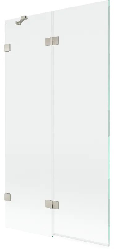 Mexen Lunar, 2-krídlová vaňová zástena ľavá 100 x 150 cm, číre sklo, brúsená oceľ, 897-100-100-97-00-L