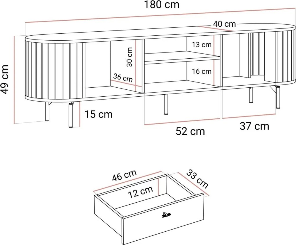 TV STOLÍK LANDRY PRESTIGE KAŠMÍR 180 cm