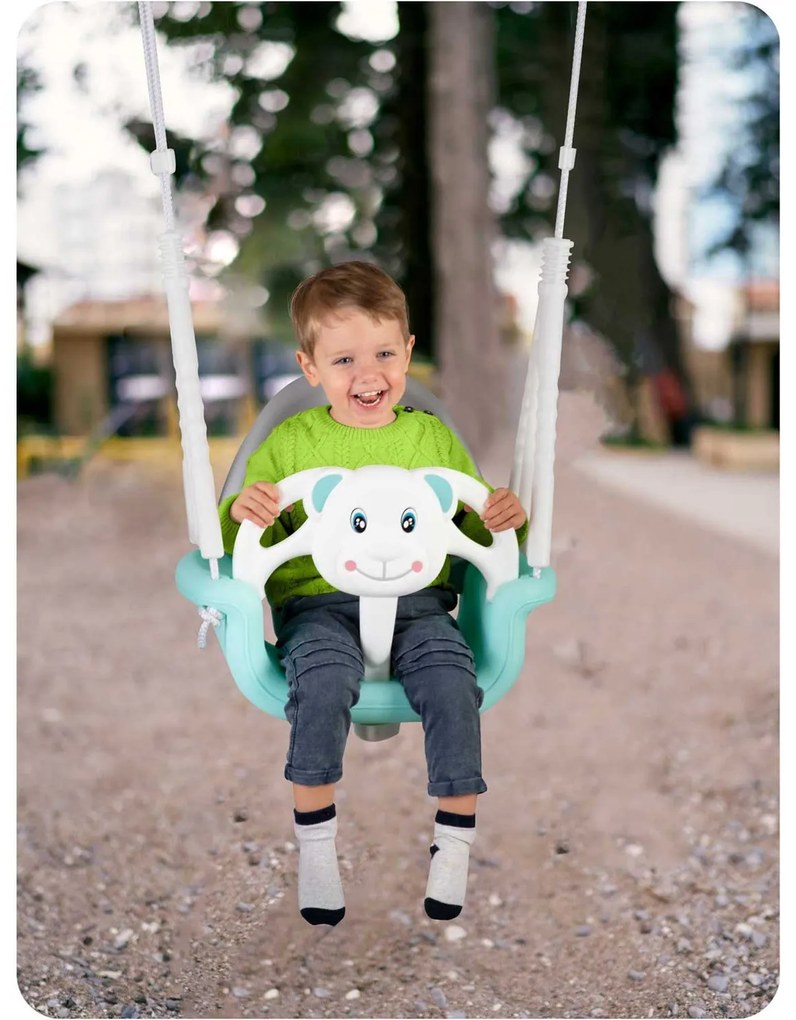 Hojdačka s vedierkom Medveď 3v1 Ricokids tyrkysová