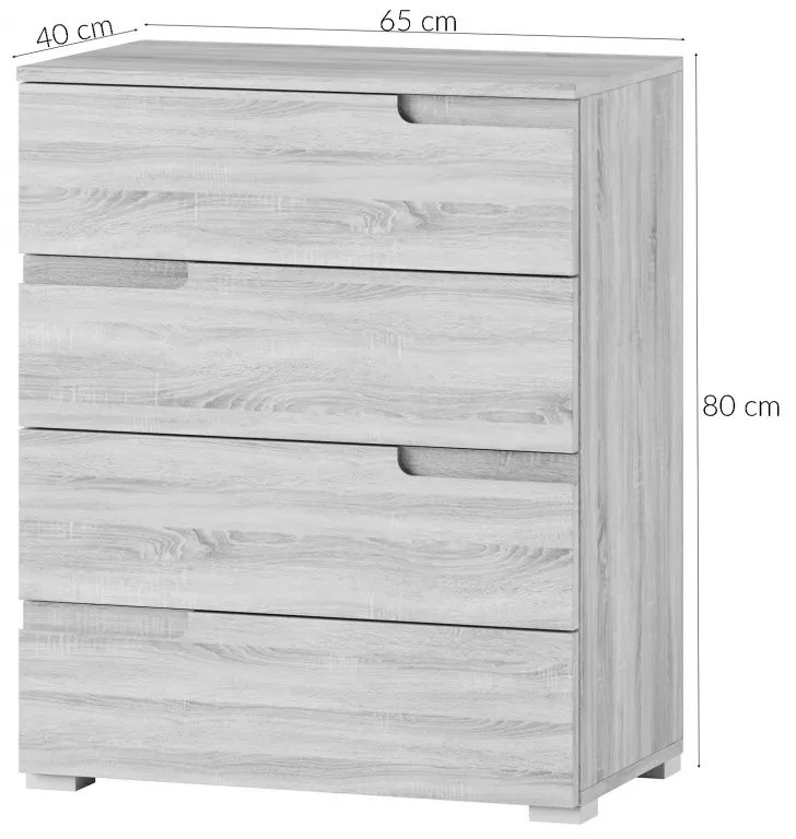 Komoda Selene 4 65 cm biela lesklá/matná