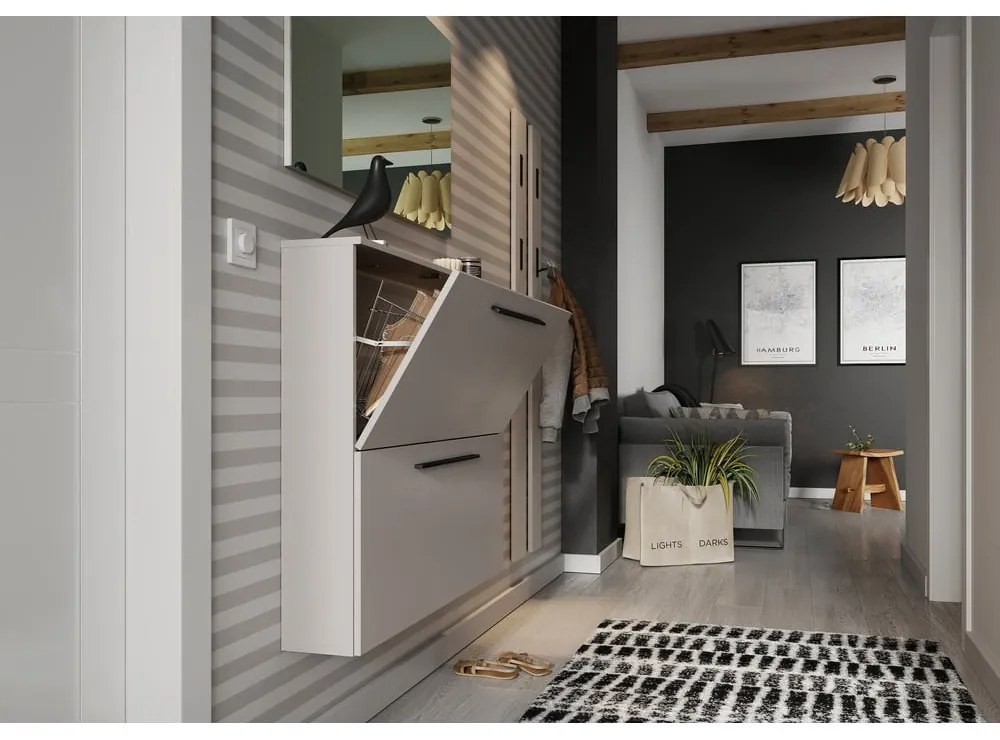 Sivobéžová závesná výklopná skrinka na topánky Utah - Germania