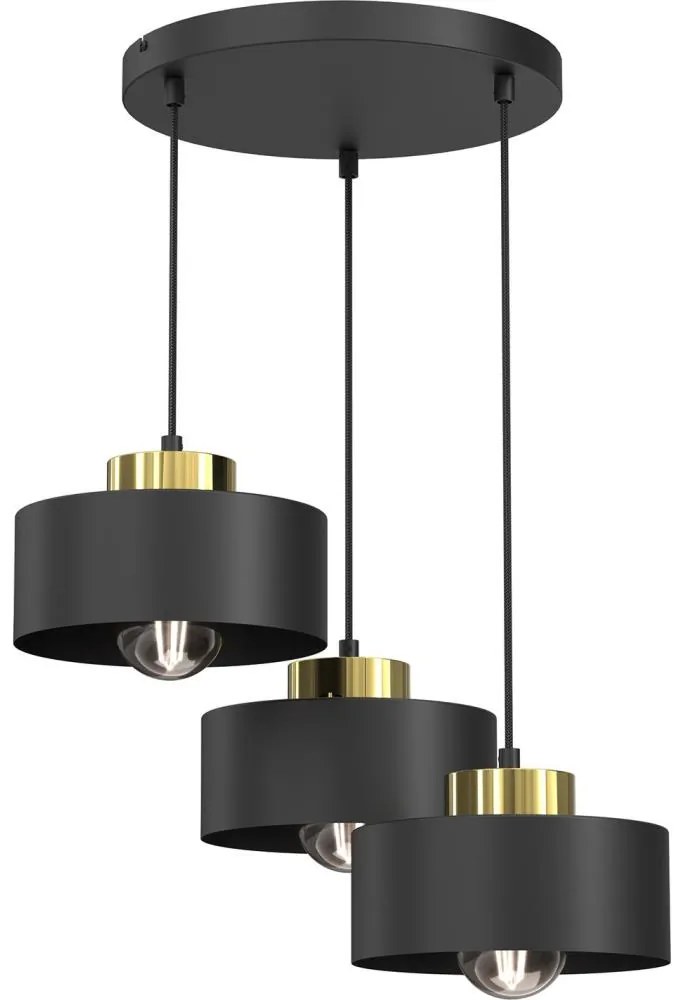 Luminex Luster na lanku MARTI 3xE27/15W/230V čierna/zlatá LU9999A