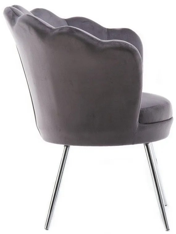 LuxuryForm DESIGN Kreslo FREY VELUR so striebornými nohami - tmavo šedé