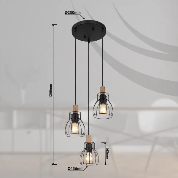 Globo 15326-3H1 - Luster na lanku MINA 3xE27/40W/230V