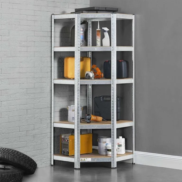 Kovový rohový regál 180x70x40-70 cm, 5 políc, nosnosť 875 kg