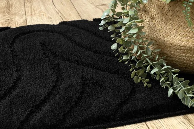 Kúpeľňový koberček SUPREME WAVES vlny, čierny